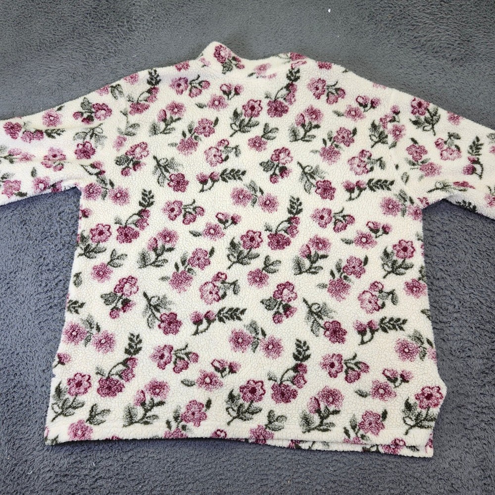 Cozy Crossroads Floral Sherpa 1/4 Zip Pullover Top in XL