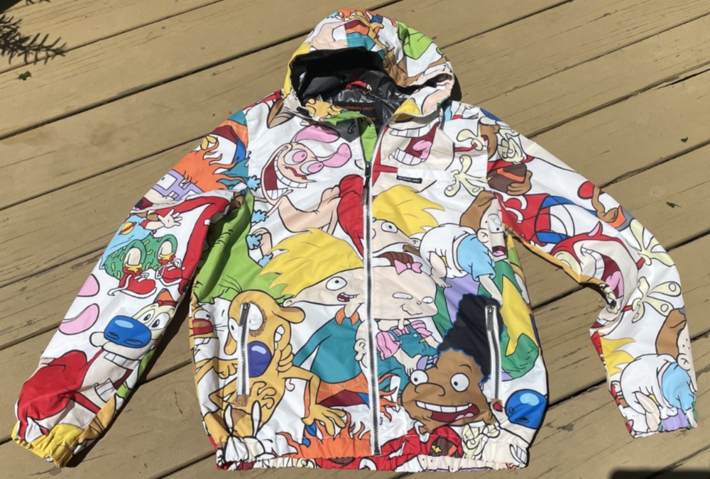 Nickelodeon Cartoons Hooded Windbreaker Jacket for Adults - Size S - Members Only Style-image