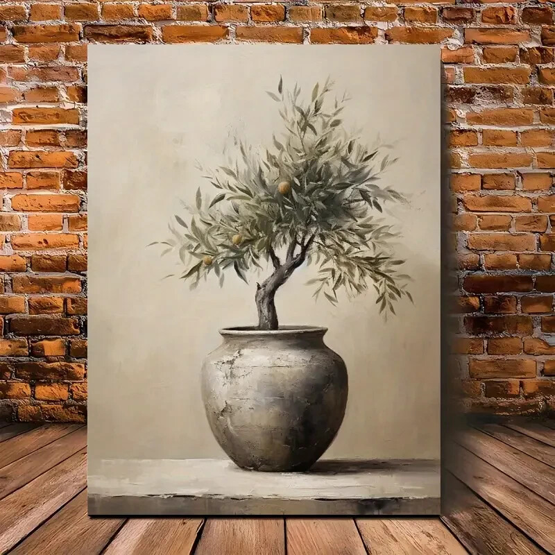 Painting Olive Tree in Antique Vase Painting Wall Art  Canvas Unframed/Framed