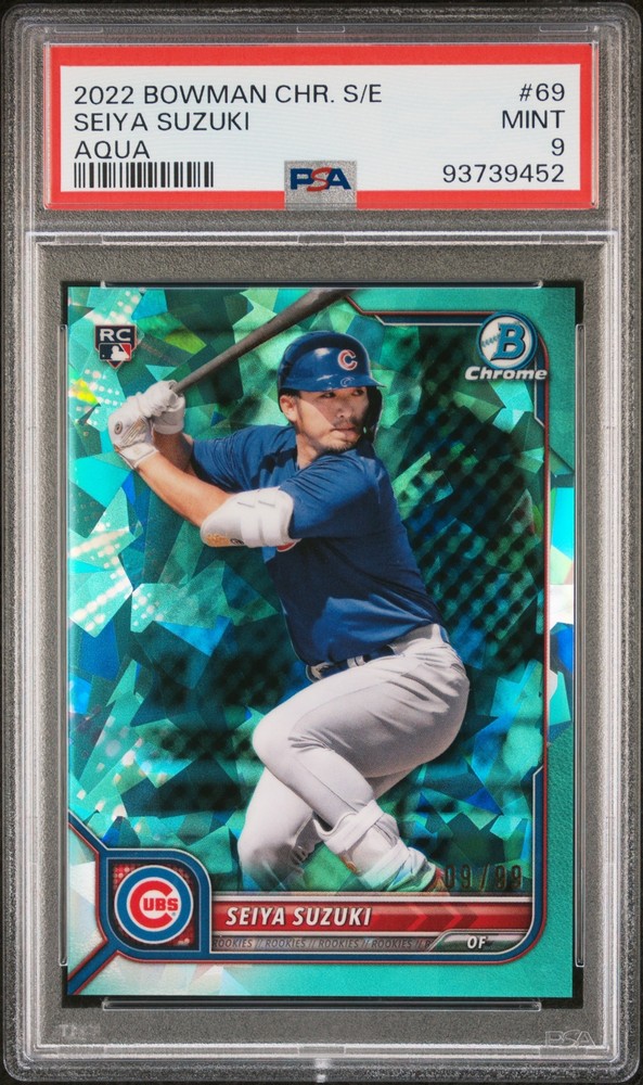2022 Bowman Chrome Sapphire Edition Aqua /99 Seiya Suzuki #69 PSA 9