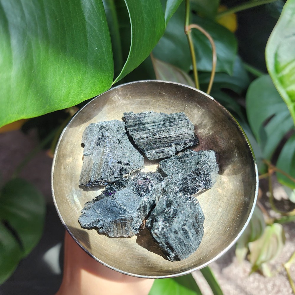 Black Tourmaline 5pc Raw Grounding Crystal Set for Protection and Energy