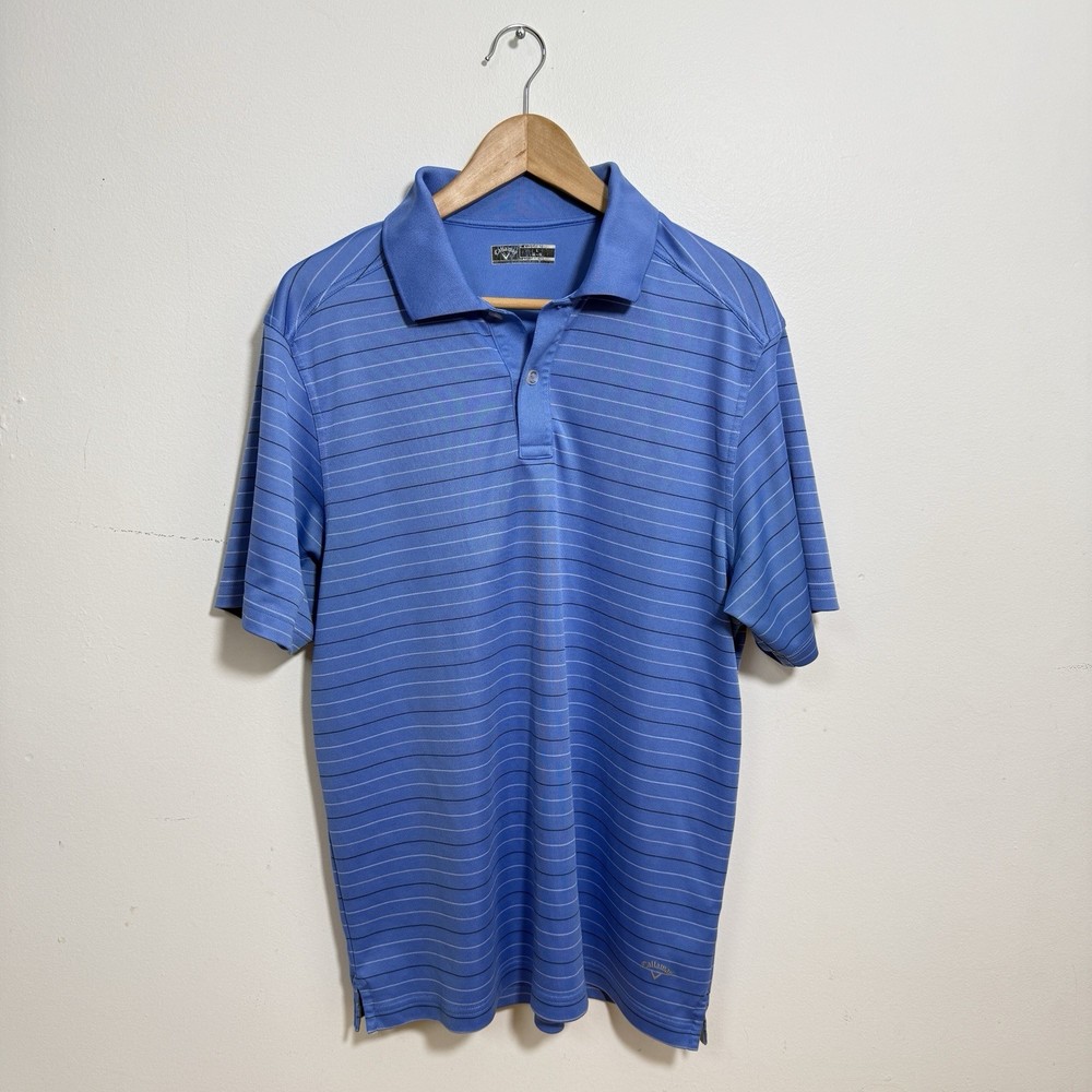 Callaway Golf Light Blue Striped Short-Sleeve Polo Men’s Size Large