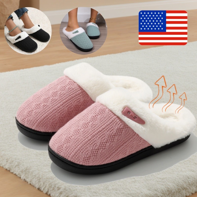 Cozy Plush Slippers for Women Warm Non-Slip Indoor Outdoor House Shoes EU36-45