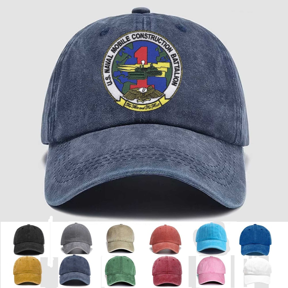 Custom Embroidered Hat 1st Naval Mobile Construction Battalion, Veteran Cap