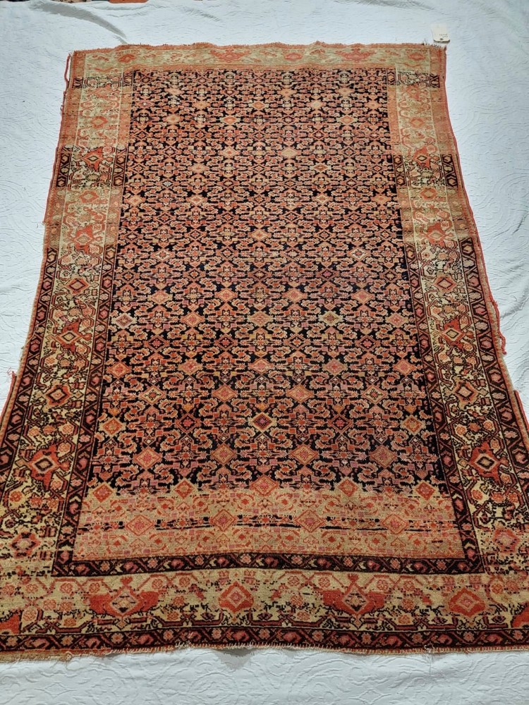Antique Oriental Malayer Wool Rug 4 x 6 – Traditional Tribal Geometric Design