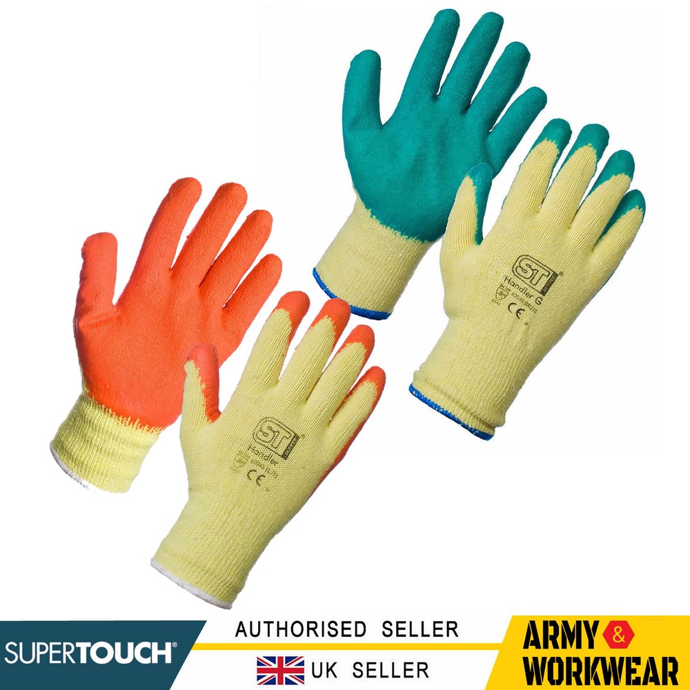 12 Pairs Latex Rubber Coated Work Gloves for Builders Gardening Safety Grip