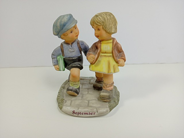 Vintage Goebel Berta Hummel Figurine Catching up September 2002 Boy & Girl