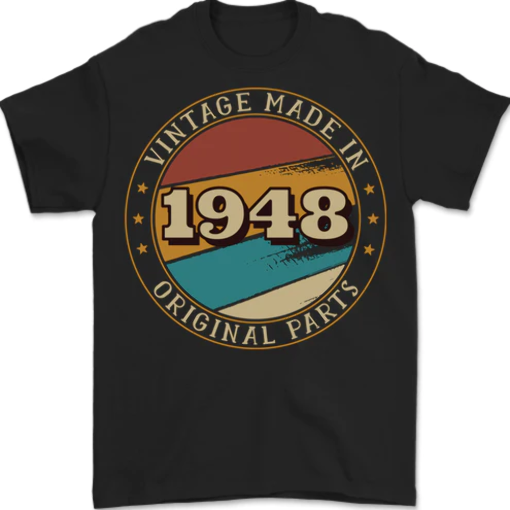 75th Birthday Vintage Made In 1948 Mens T-Shirt 100% Cotton