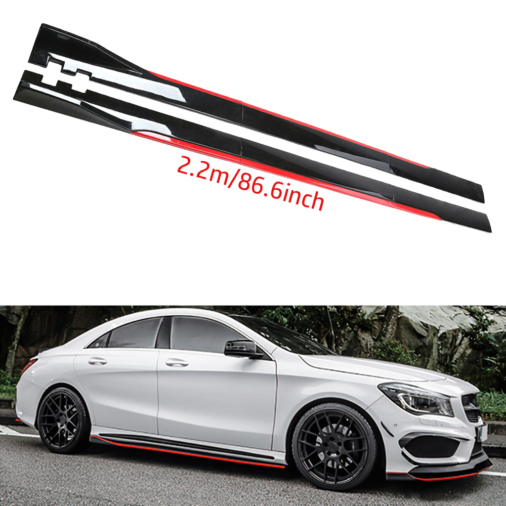 For Benz Side Skirt Extension Body Kit Splitter Spoiler Glossy Black Polypropy