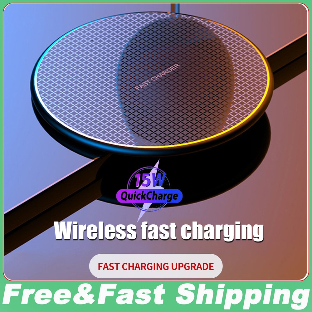 Fast Wireless Charger Pad Charging Dock for Samsung iPhone Android Cell Phone US