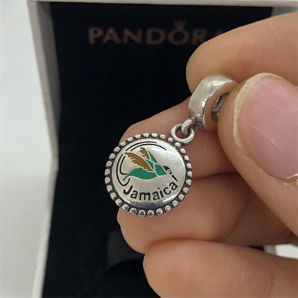 Pandora Jamaica Charm: Exquisite Doctor Bird Dangle Charm with Vibrant Caribbean-Inspired Design