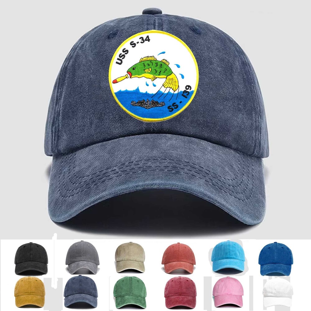 Custom  Embroidered Hat USS S-34 Submarine SS-139, Veteran Cap, Trucker Hat