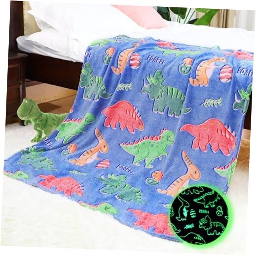 Dinosaur Blanket Gifts for Boys - Dinosaur Toys for 2 3 50x60 IN Glow Dinosaur