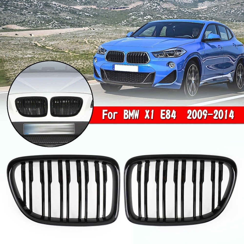 Gloss Black Dual Slats Front Hood Kidney Grill Grille Fit BMW X1 E84 09-14 SG U4