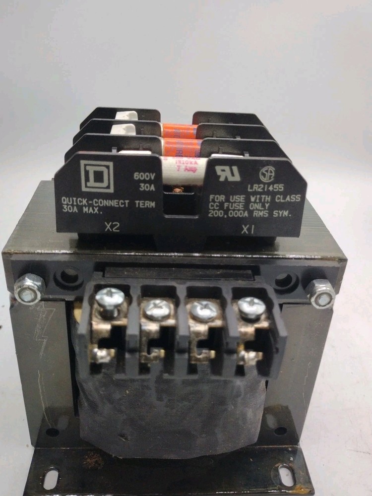 Square D 9070TF250D1 Transformer 0.25kVA with LR21455 Fuse Holder 600V 30A