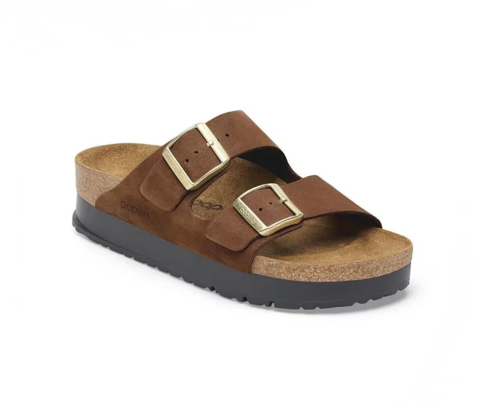 Birkenstock Arizona Flex Platform Nubuck Leather - Dark Tea EU 36N - 42N