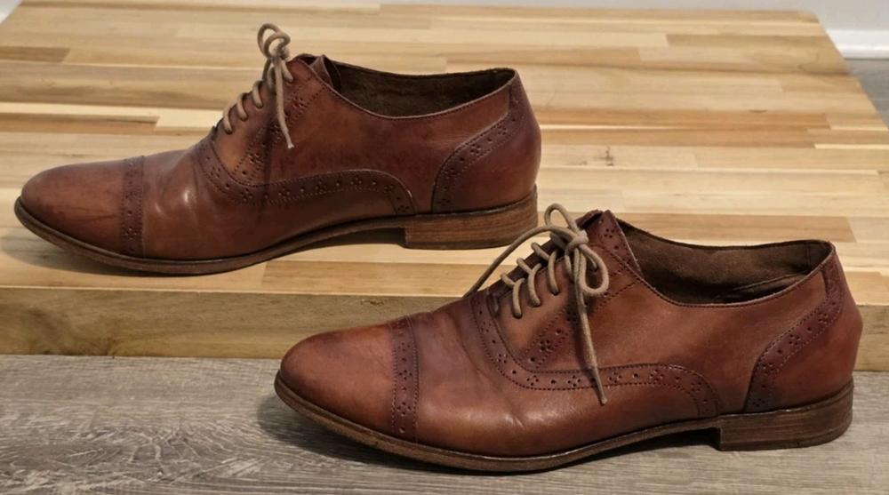 Cole Haan Men's Brown Leather Cap Toe Oxfords Shoes 8.5