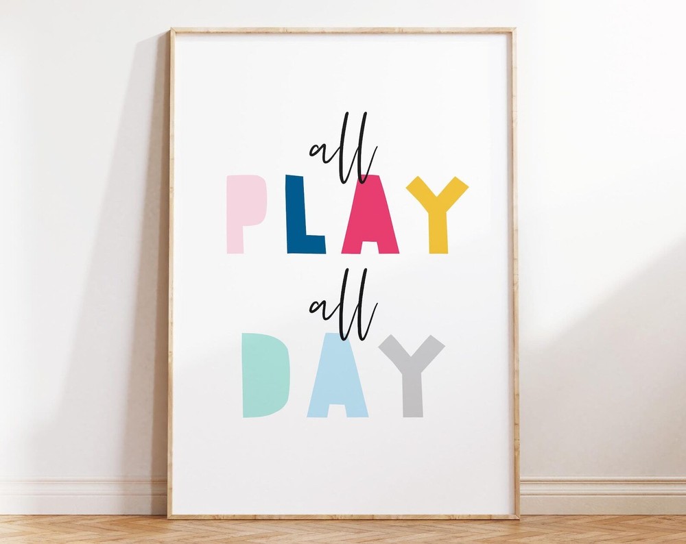 Wall Art For Kids Room Decor All Play All Day Print Nursery Wall Decor