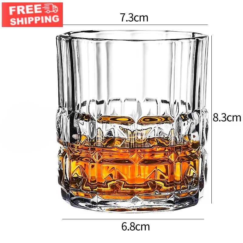 Heavy Base Whiskey Glasses Crystal Old Fashioned Bourbon Scotch Liquor Set of 4