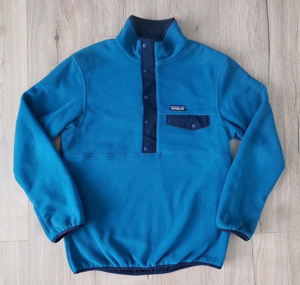 Patagonia Mens Small Reversible Snap-T Glissade Pullover Navy Teal Blue Gorpcore