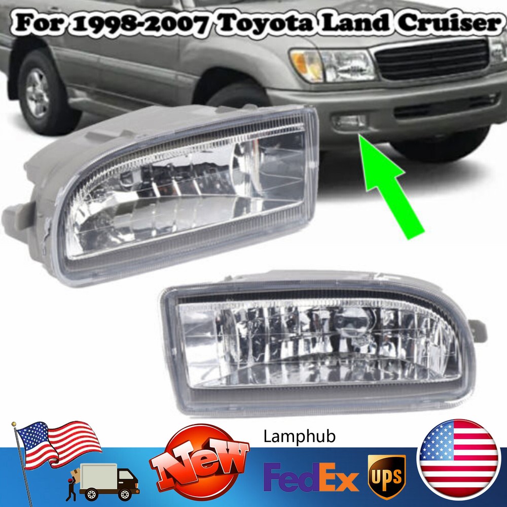 Pair Fog Lights+Wiring+Switch Assembly Set for Toyota Land Cruiser 1998-2007