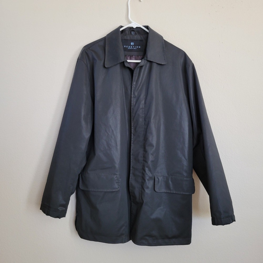 Kenneth Cole Black PVC Rain Repellent Jacket Size Large Excellent Condition  