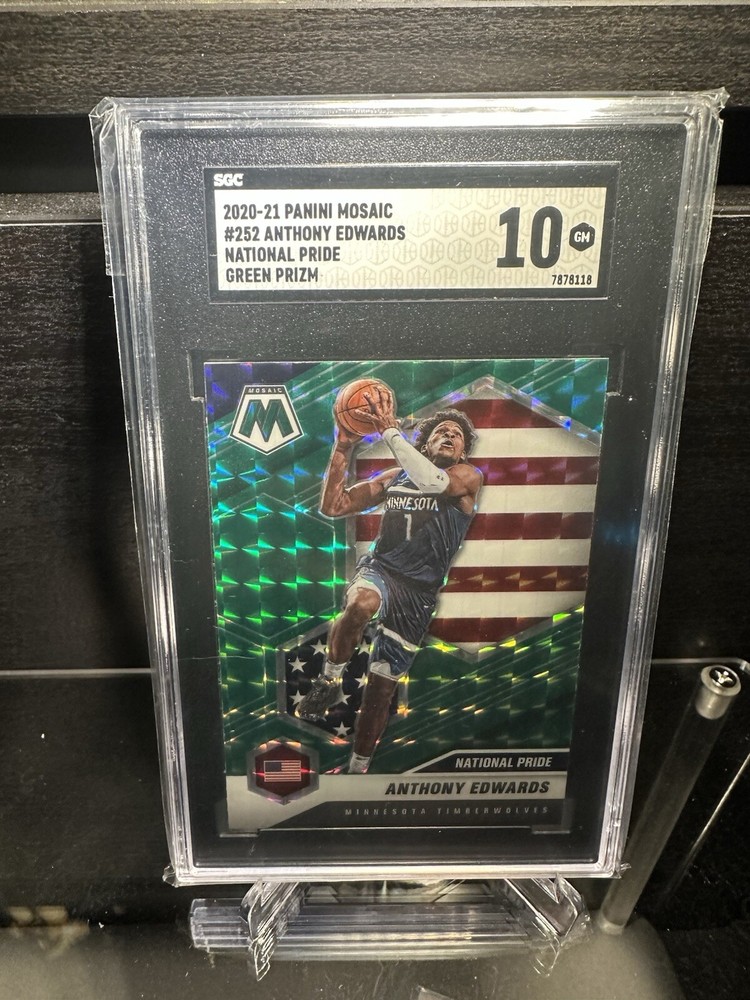 2020-21 Panini Mosaic - National Pride #252 Anthony Edwards (RC) Green Prizm