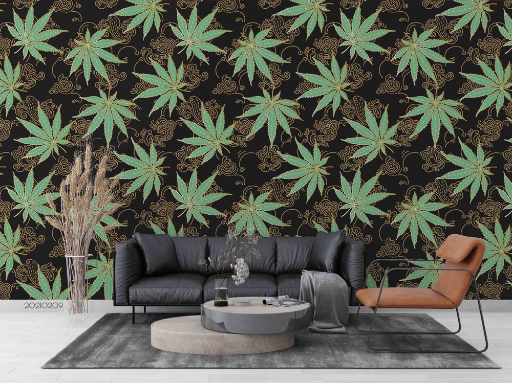 3D Plants Leaves Pattern Wall Murals Wallpaper Murals Wall Sticker 3