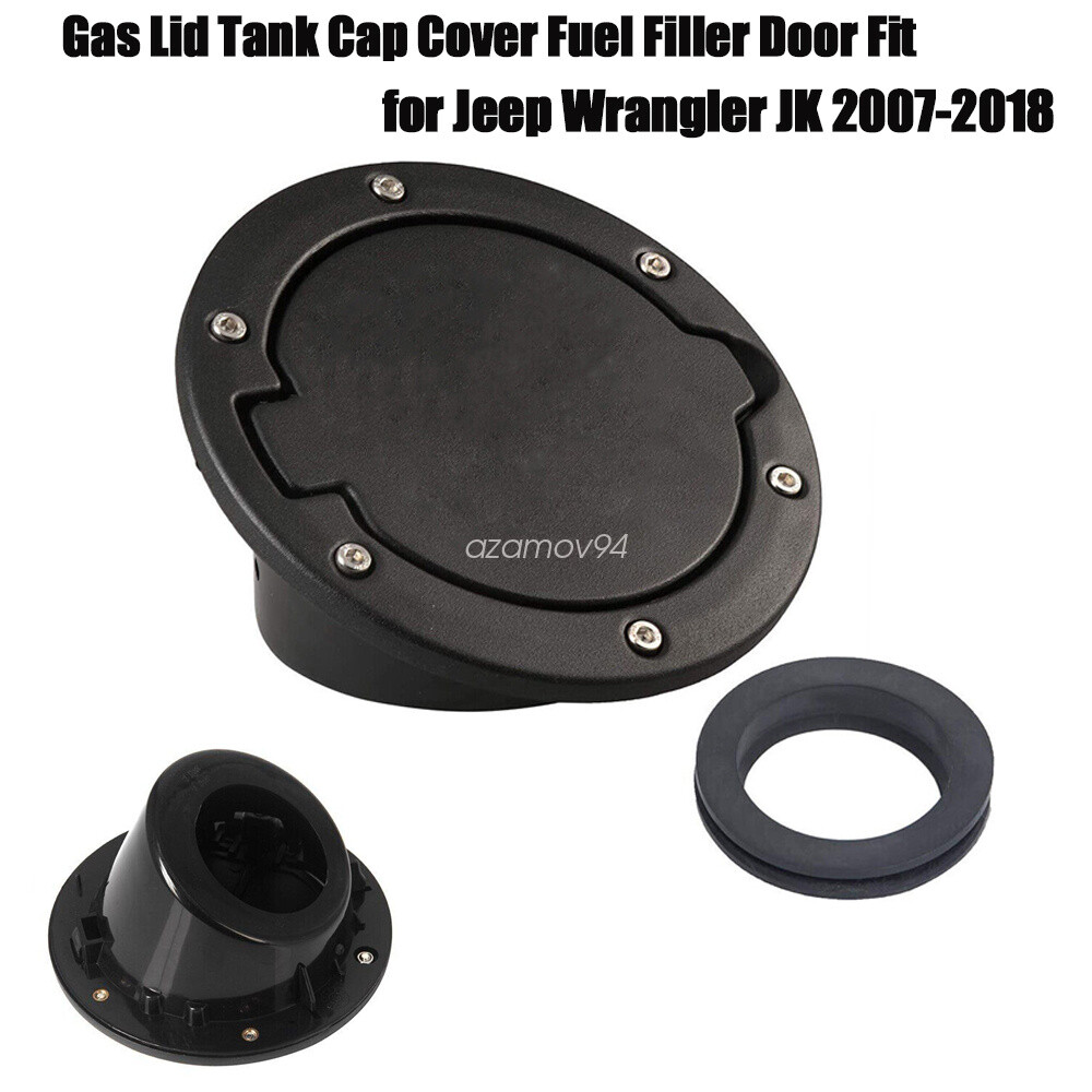 Gas Cap Cover Black Fuel Tank Door Fuel Filler Door For Jeep Wrangler JK 07-18