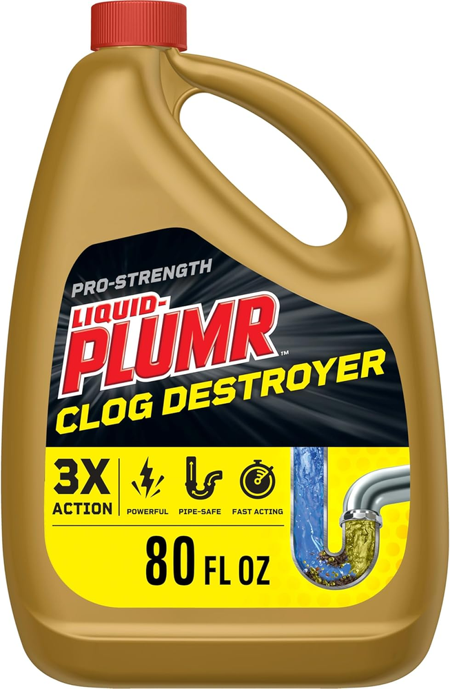 Liquid-Plumr Pro-Strength Clog Destroyer, Liquid Drain Cleaner, 80 Fluid Ounces