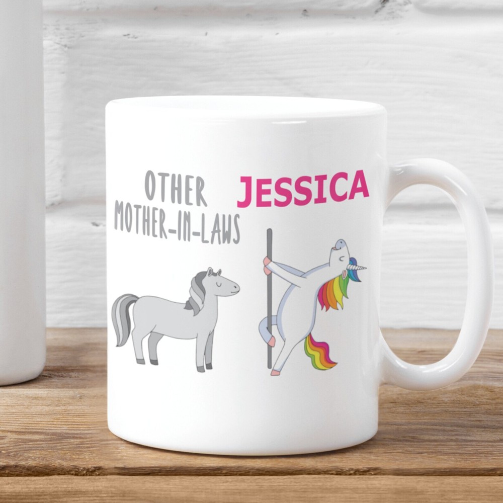 Funny Unicorn Coffee Mug for Mother-in-Law with Rainbow Design