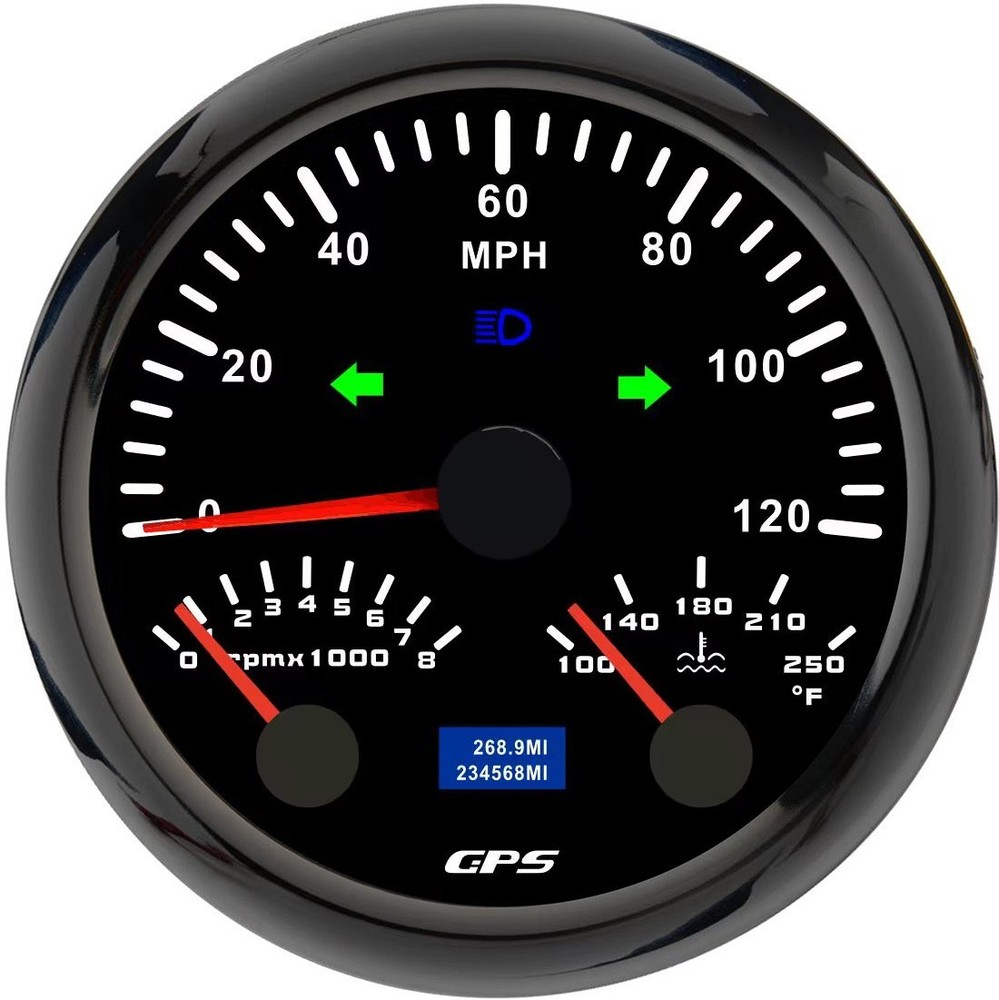 85mm 3 in 1 GPS Speedometer Tachometer 0-8000RPM Water Temp Gauge ℉ For Car Boat