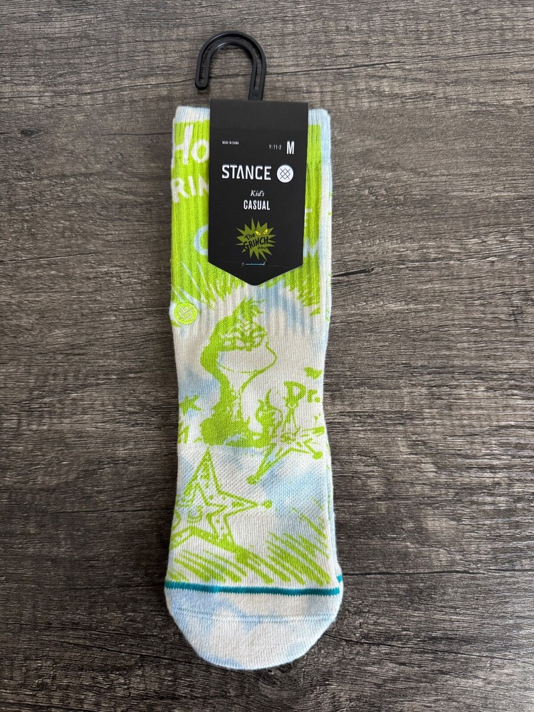 Stance Casual Crew Socks The Grinch Noise Noise Noise Kid's Sz MEDIUM Y 11-2 NWT