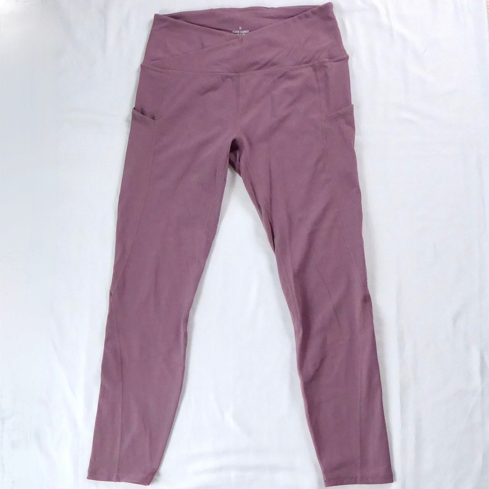 WILLIT LAVENDER ACTIVE LEGGINGS CROSSOVER WAIST V CROSS SIDE POCKETS ATHLETIC M