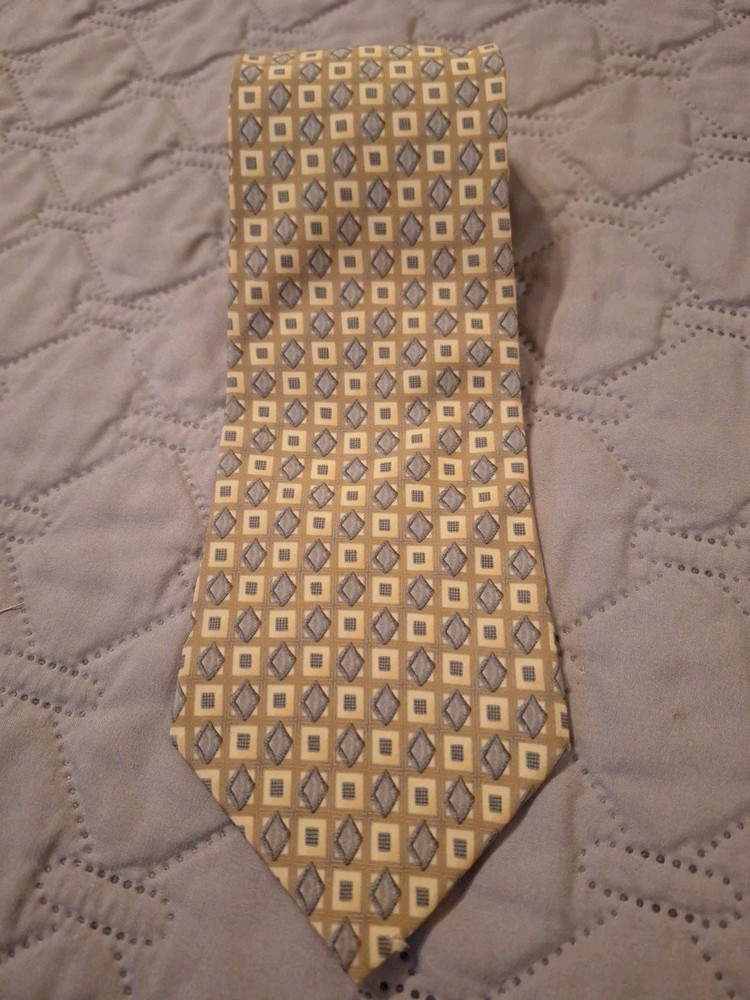 Vtg Retro Oscar De La Renta Mens Geometric Designed Classic Tie 100% Silk