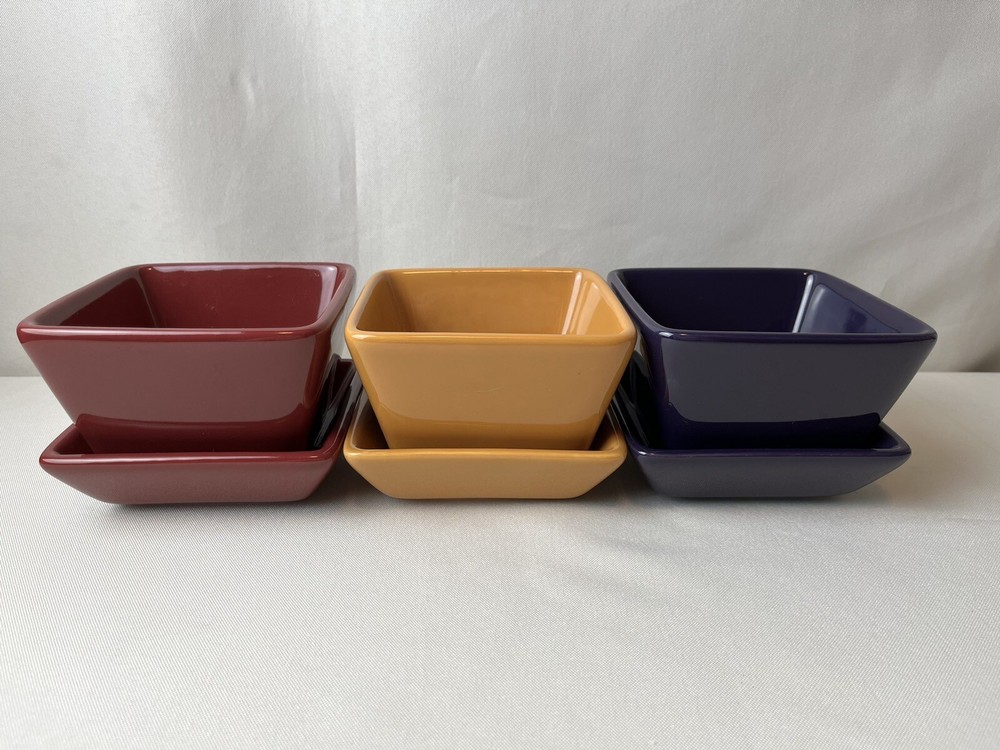 PAMPERED CHEF Cran Gold Grape Condiment Dip Bowl with Under Plate