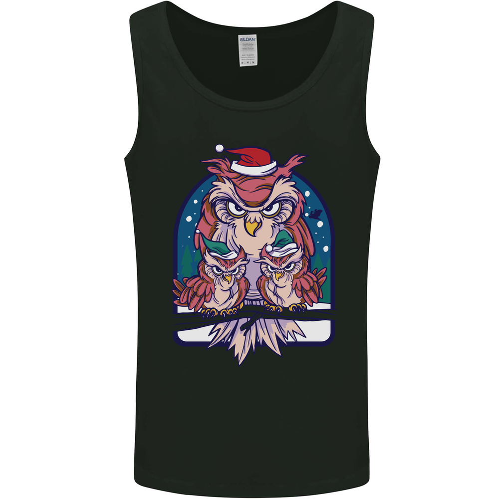 Bah Humbug Grumpy Christmas Owls Mens Vest Tank Top