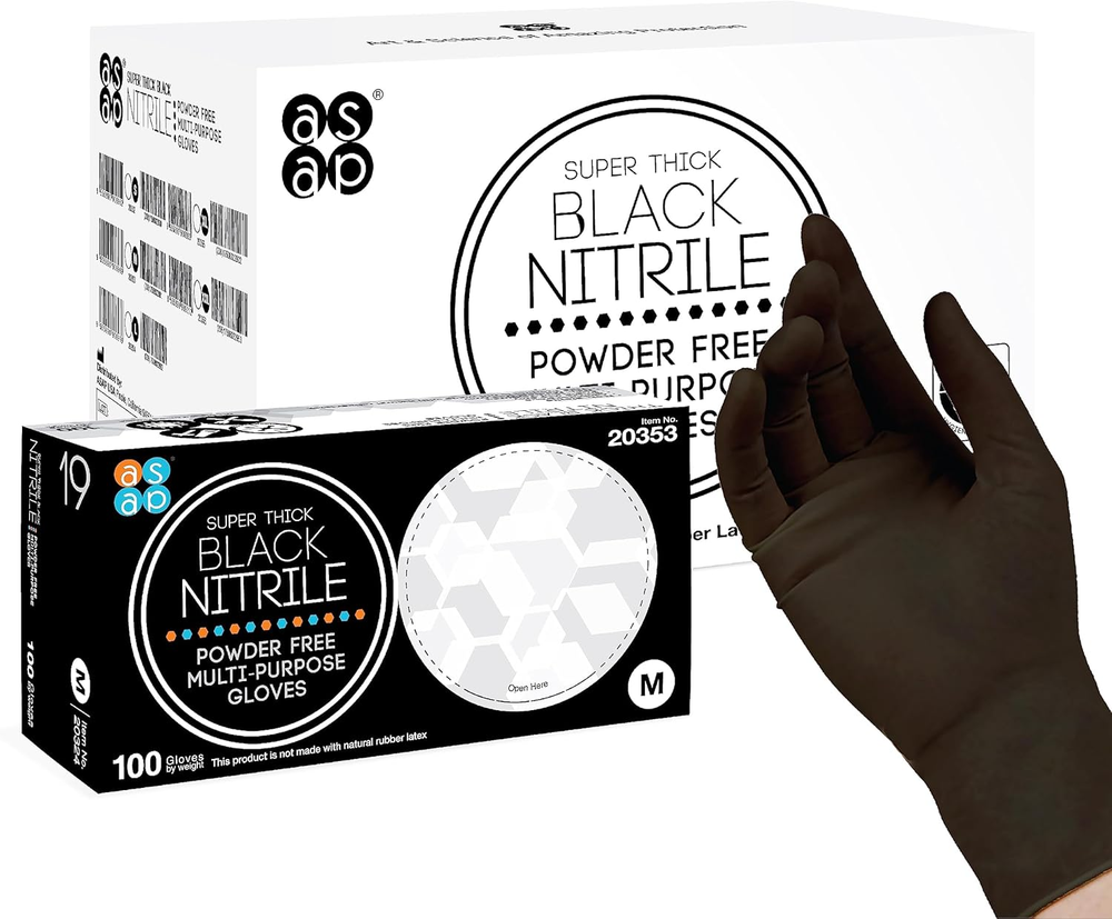 Thick 6 Mil Black Nitrile Gloves Powder Free Latex Free Disposable Durable