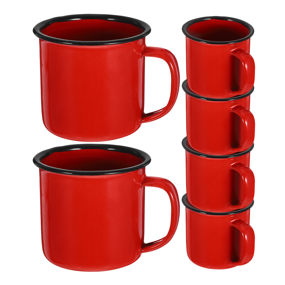 6-Pack Enamel Tea Mugs for Coffee, Beer, or Camping