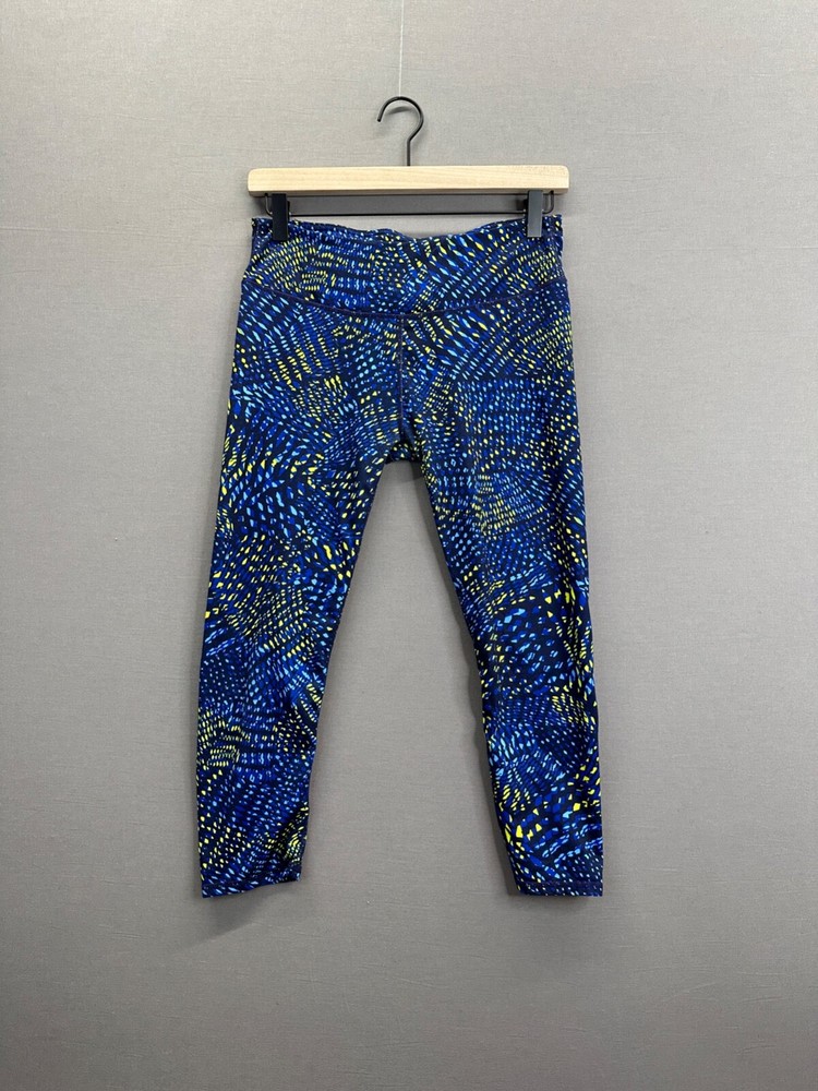 Fabletics Womens Blue Geometric Print Leggings with Elastic Waist Size S  