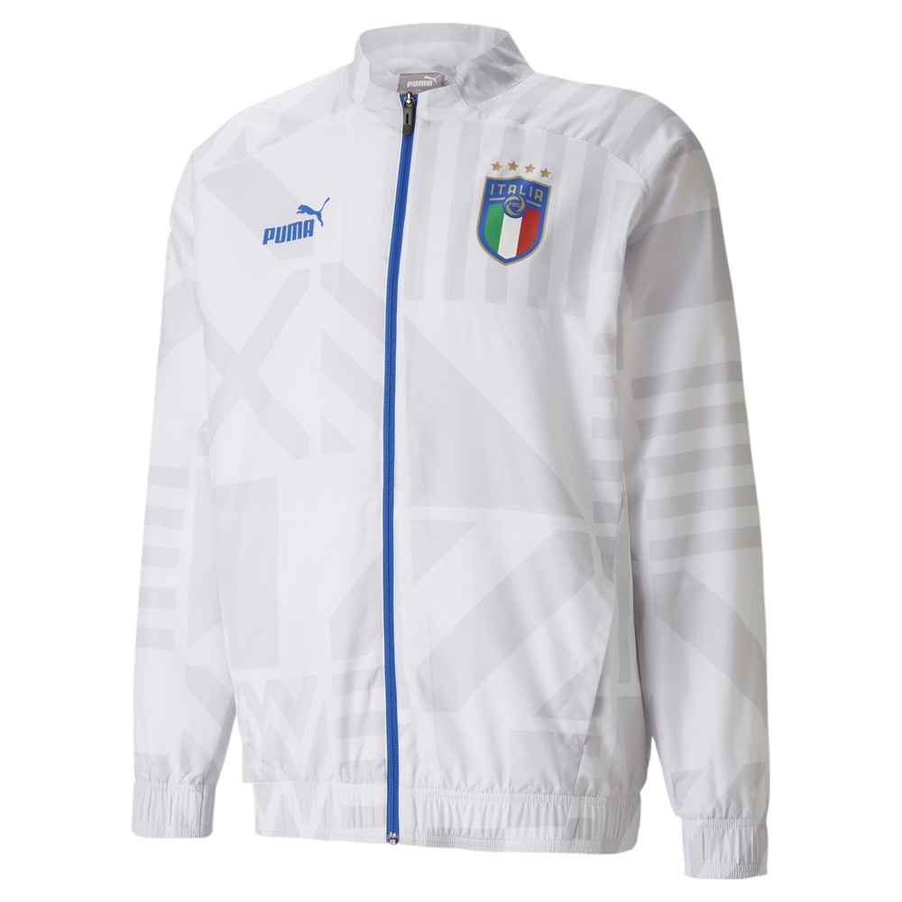 PUMA Italy Away Prematch Soccer Full Zip Jacket Mens White Casual Athletic Outer