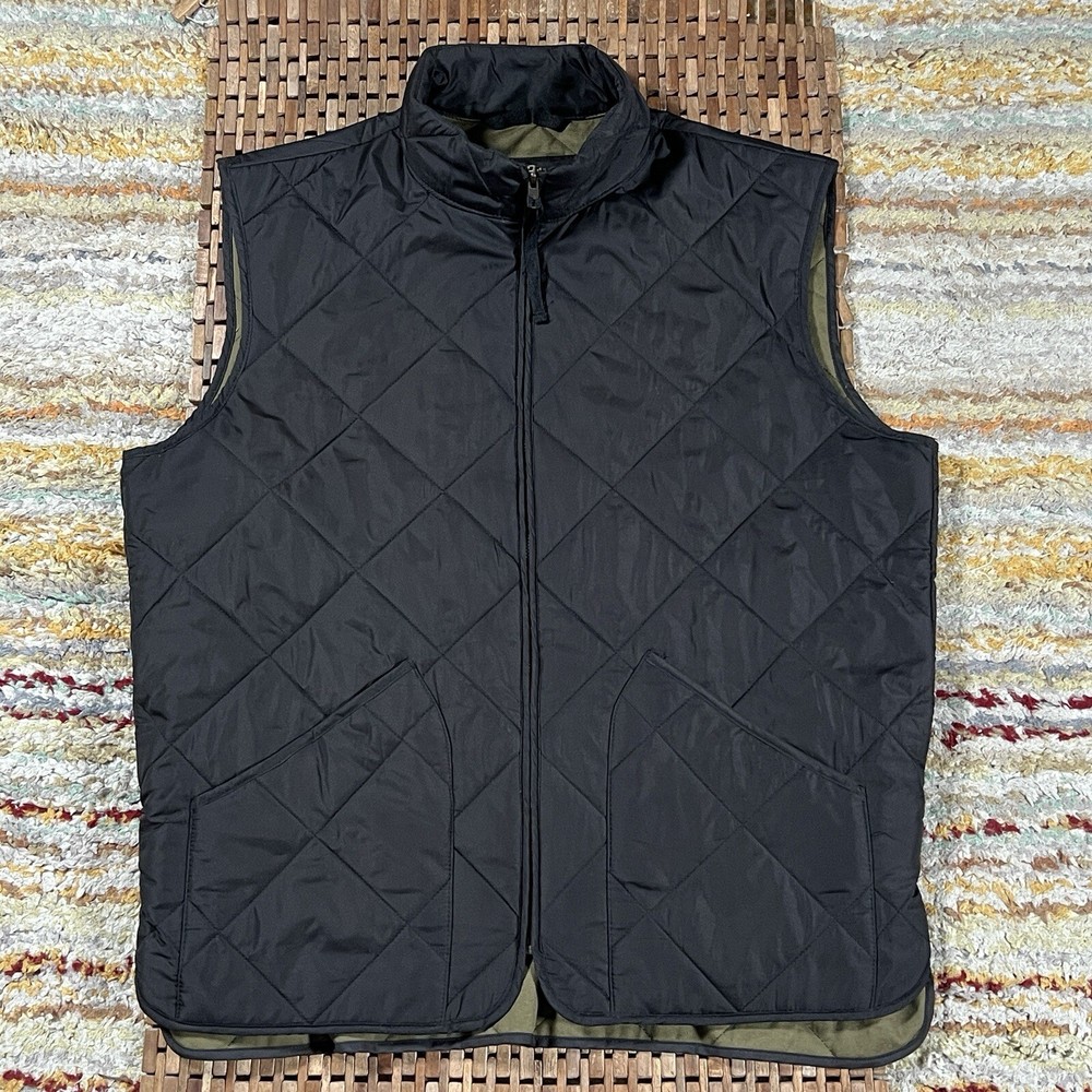 J. CREW Sussex Diamond Quilted Puffer Vest Black Men’s Size Large L
