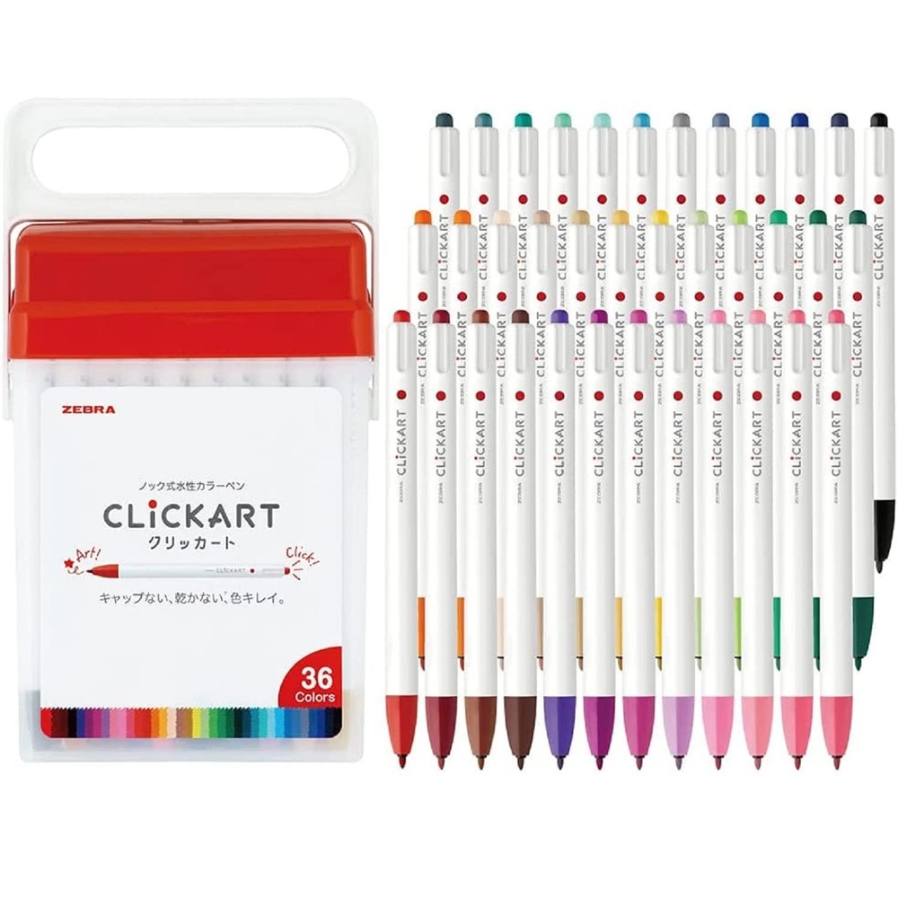 Zebra Clickart 36-Color Water-Based Markers Set in Case WYSS22-36C-N