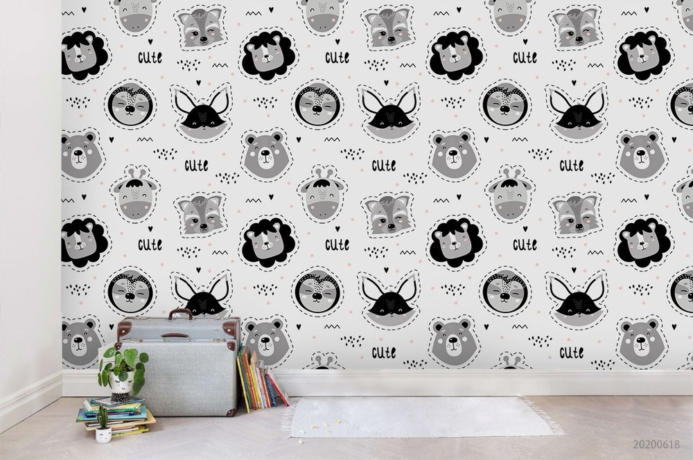 3D Animal Head Cartoon Pattern Wall Murals Wallpaper Murals Wall Sticker 2