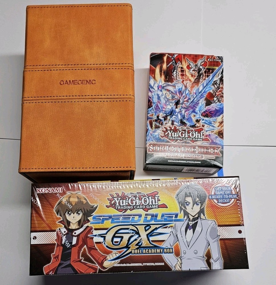 Preowned Gamegenic Stronghold Deck Box with Sealed Yugioh Cards Bundle
