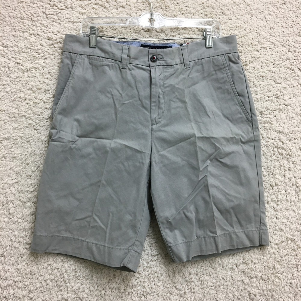 Tommy Hilfiger Mens Gray Chino Shorts 33 Classic Modern Fit Logo