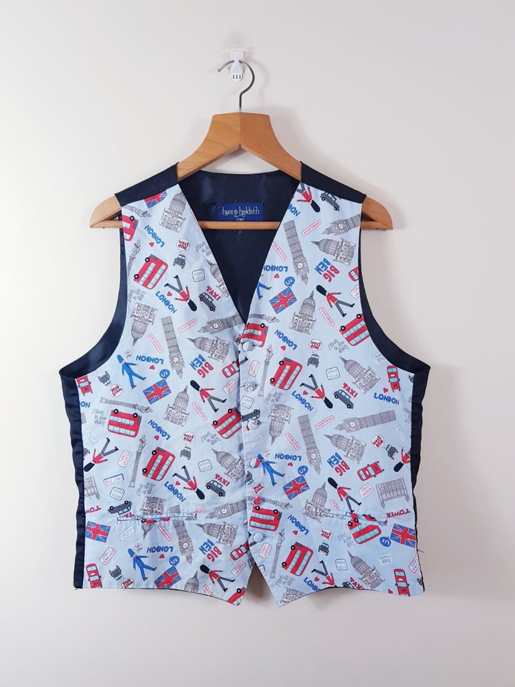 vintage Vest Men’s Medium London jacket Blue outdoor Utility Hunt & Holditeh