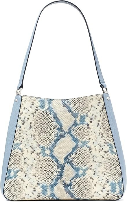 Kate Spade Leila Snake Embossed Medium Triple Compartment Shoulder Bag MutedBlue