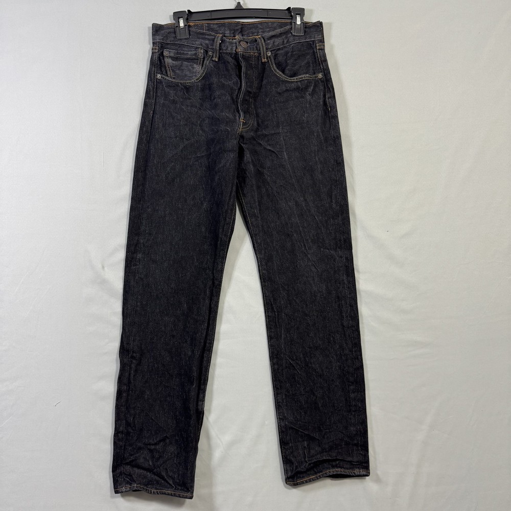 Levis 501 Jeans Mens 31x32 Black Straight Leg Button Fly Denim Waterless Hemmed