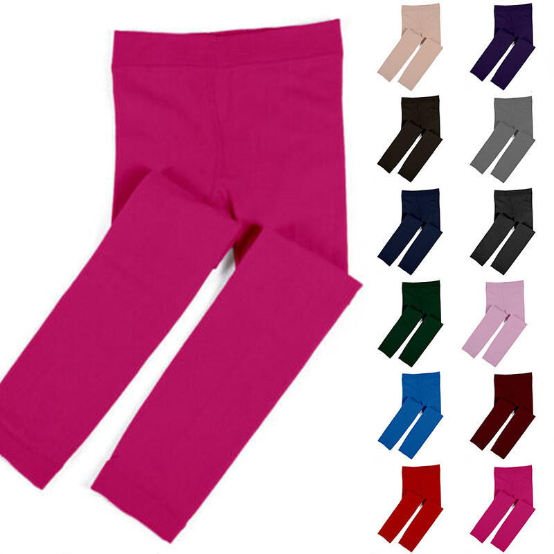 Kids Thermal Fleece Lined Leggings Winter Slim Trousers Girls Stretch Pants